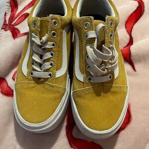 Vans Yellow and White Suede Sneakers Classic Style